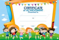 Certificate Template With Children And School Bus Stock Illustration intended for Certificate Templates For School
