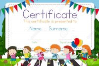 Certificate Template With Children Crossing Road Background Illustration pertaining to Children&#039;s Certificate Template