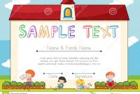 Certificate Template With Children On Background Stock Vector within Small Certificate Template