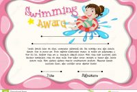 Certificate Template With Girl Swimming Stock Vector – Illustration for Swimming Award Certificate Template