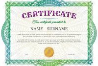 Certificate Template With Guilloche Elements. Green Diploma Border.. inside Validation Certificate Template