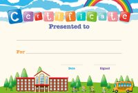 Certificate Template With Kids At School throughout Certificate Templates For School