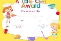 Certificate Template With Kids Cooking Stock Illustration pertaining to Children's Certificate Template
