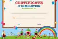 Certificate Template With Kids In Playground Stock Vector in Children's Certificate Template