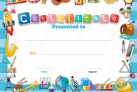 Certificate Template With School Items Stock Illustration intended for Certificate Templates For School