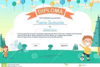 Colorful Kids Summer Camp Diploma Certificate Template In Cartoon regarding Summer Camp Certificate Template