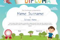Colorful Kids Summer Camp Diploma Certificate Template Stock Vector for Summer Camp Certificate Template