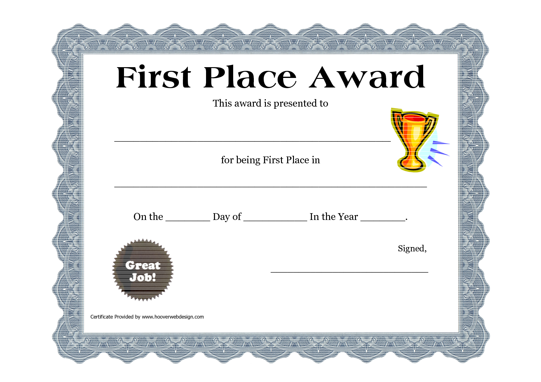 Customizable Printable Certificates | First Place Award Printable throughout First Place Certificate Template