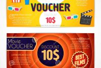 Discount Voucher Movie Template, Cinema Gift Certificate, Coupon pertaining to Movie Gift Certificate Template
