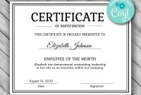Editable Certificate Template – Employee Of The Month Certificate Template  – Template – Boss Manager Office Worker Employer Instant Download regarding Manager Of The Month Certificate Template
