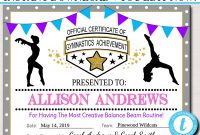 Editable Gymnastics Certificates, Instant Download Gymnastics Team with Gymnastics Certificate Template