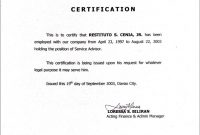 Employment Certificate Sample Best Templates Pinterest Marriage regarding Template Of Certificate Of Employment