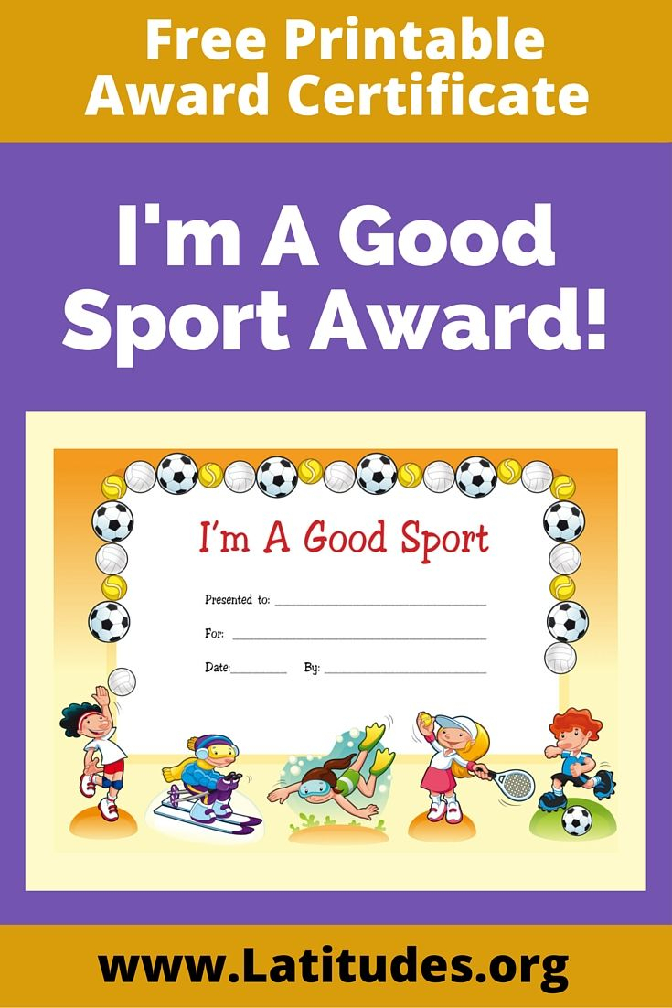 Free Award Certificate - I'm A Good Sport (Primary | Behavior Charts with regard to Sports Day Certificate Templates Free