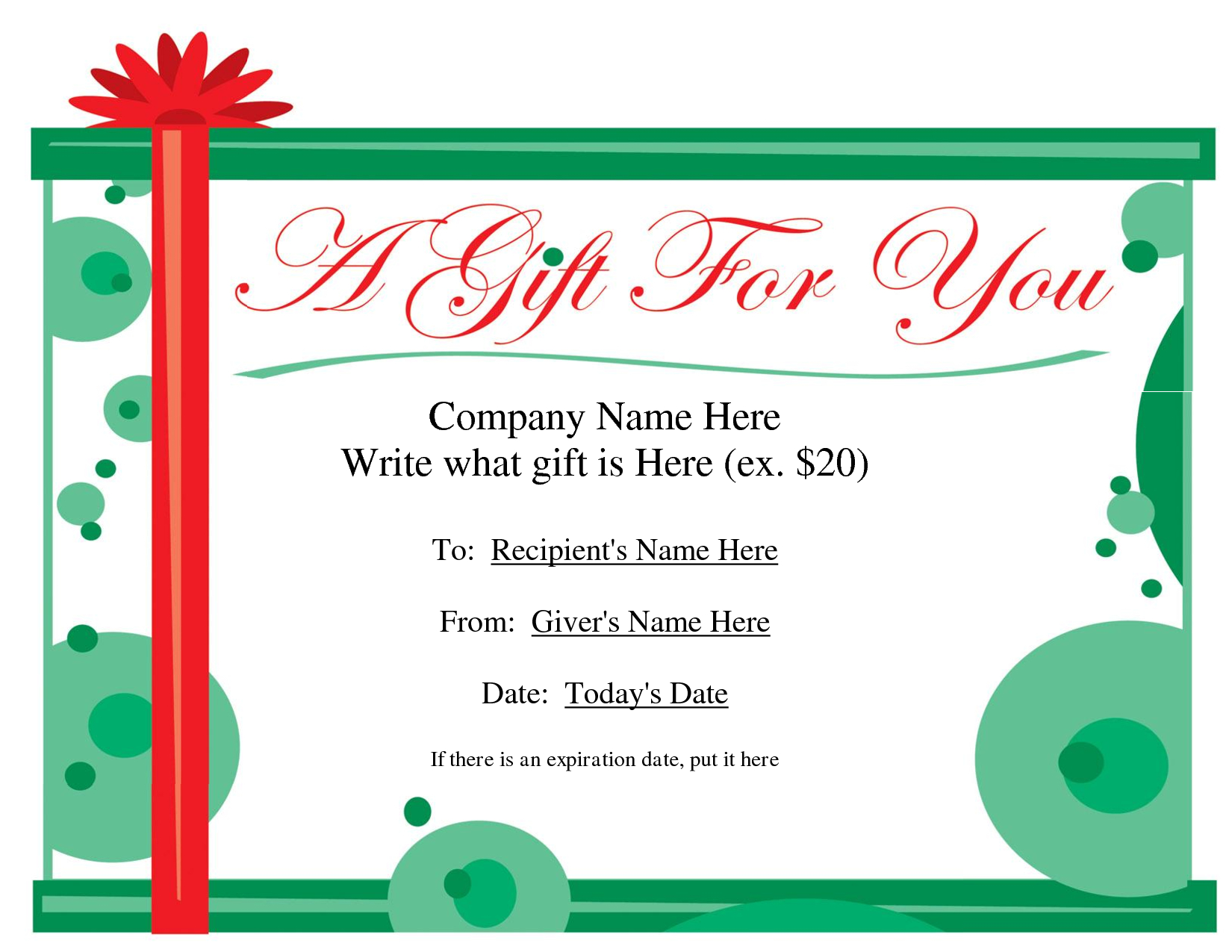 Free Printable Gift Certificate Template | Free Christmas Gift inside Christmas Gift Certificate Template Free Download