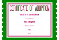 Free Printable Stuffed Animal Adoption Certificate | Free Printables intended for Pet Adoption Certificate Template