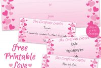 Free Printable Sweet Hearts Love Certificate For Valentine's Day with regard to Love Certificate Templates