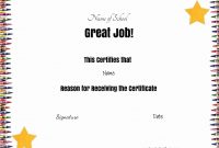 Free School Certificates & Awards within Good Job Certificate Template