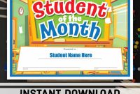 Free Student Of The Month Certificate Instant Download Printable for Free Printable Student Of The Month Certificate Templates
