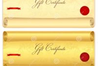 Gift Certificate, Voucher Template. Old Scroll, Pa Stock Vector intended for Certificate Scroll Template