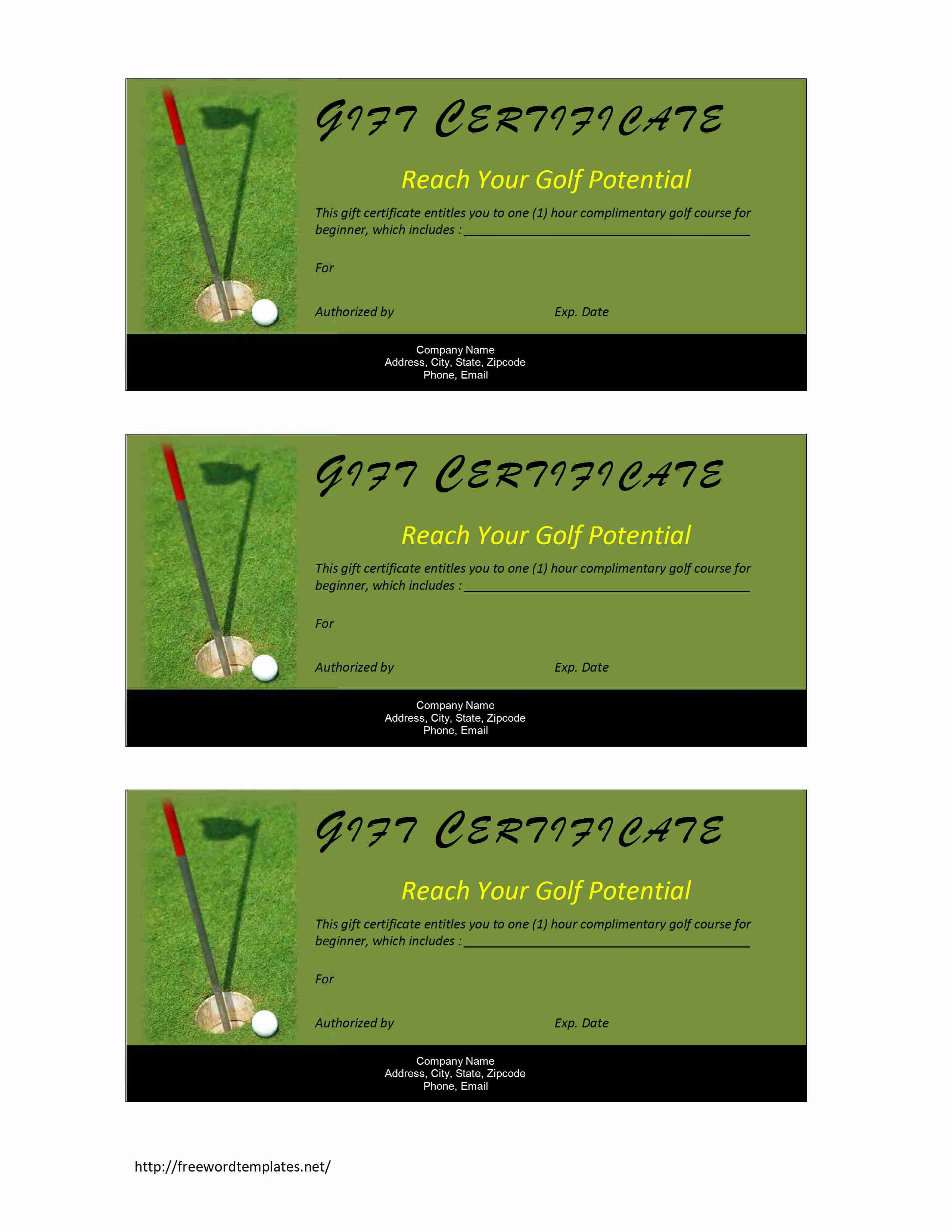 Golf Gift Certificate in Golf Gift Certificate Template