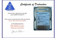Hard Drive Destruction Certificate Template with Hard Drive Destruction Certificate Template