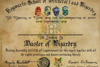 Hogwarts Graduation Diploma Template, Harry Potter Fillable Design pertaining to Harry Potter Certificate Template
