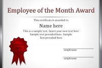Impressive Employee Of The Month Award And Certificate Template With for Funny Certificates For Employees Templates