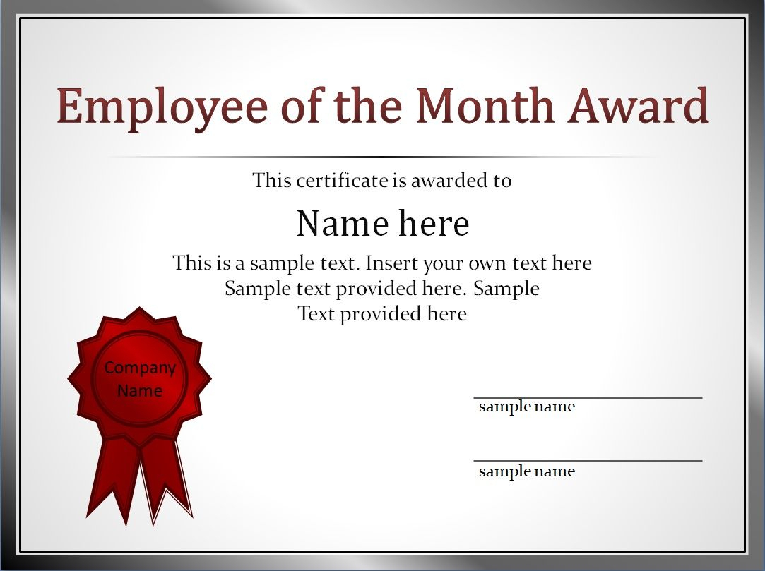 Impressive Employee Of The Month Award And Certificate Template With inside Employee Of The Month Certificate Template With Picture