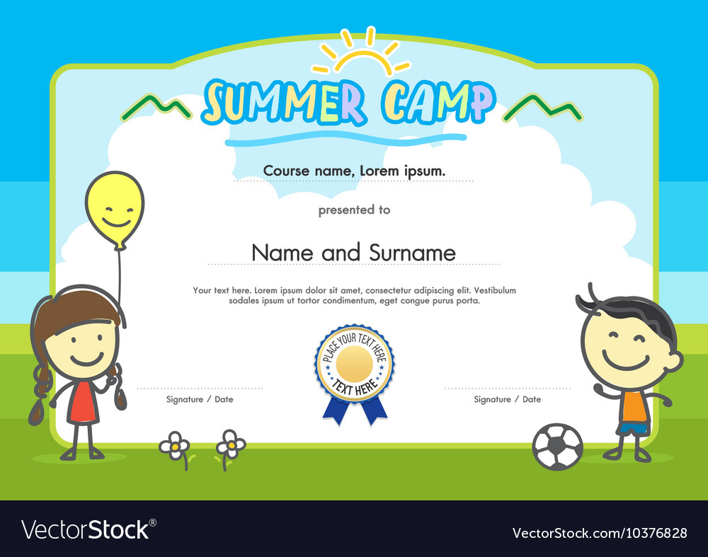 Kids Summer Camp Certificate Document Template pertaining to Summer Camp Certificate Template