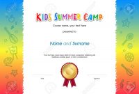 Kids Summer Camp Diploma Or Certificate Template Award Seal With.. with Summer Camp Certificate Template