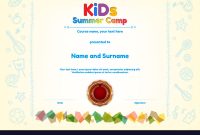 Kids Summer Camp Diploma Or Certificate Template with regard to Summer Camp Certificate Template