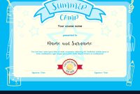 Kids Summer Camp Document Certificate Template throughout Summer Camp Certificate Template