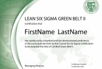 Lean Six Sigma Green Belt Certification – Level Ii – The Council For with Green Belt Certificate Template