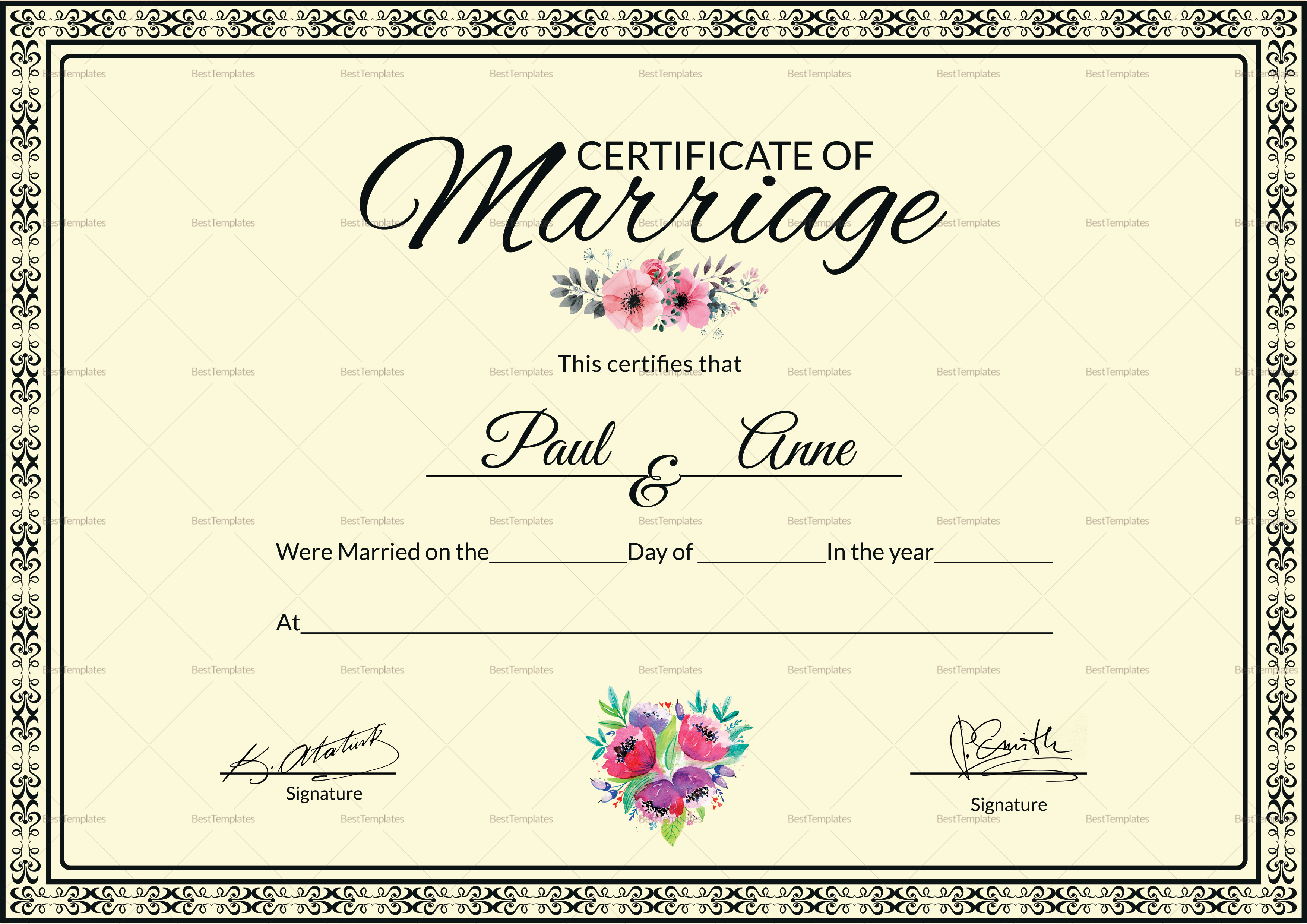 Marriage Certificate Template inside Certificate Of Marriage Template