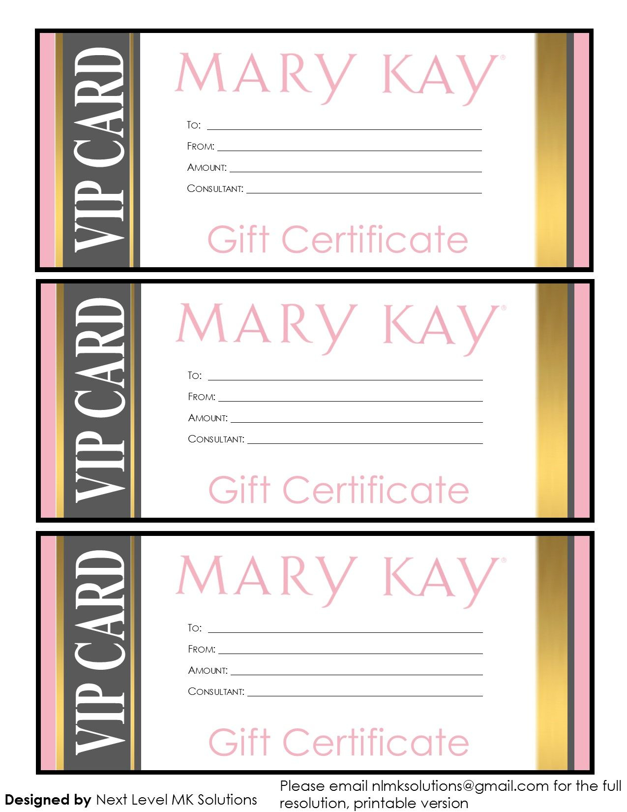 Mary Kay Gift Certificates - Please Email For The Full Pdf Printable with regard to Mary Kay Gift Certificate Template