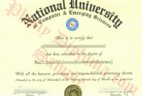 National University Of Computer & Emerging Sciences Saudi Arabia with Fake Diploma Certificate Template