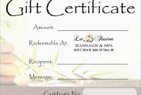 New Free Printable Massage Gift Certificate Templates | Best Of Template for Massage Gift Certificate Template Free Printable