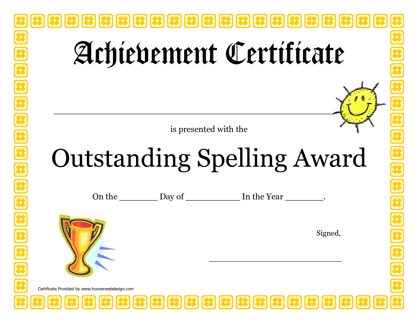 Outstanding Spelling Award Printable Certificate Pdf Picture | Pta for Spelling Bee Award Certificate Template