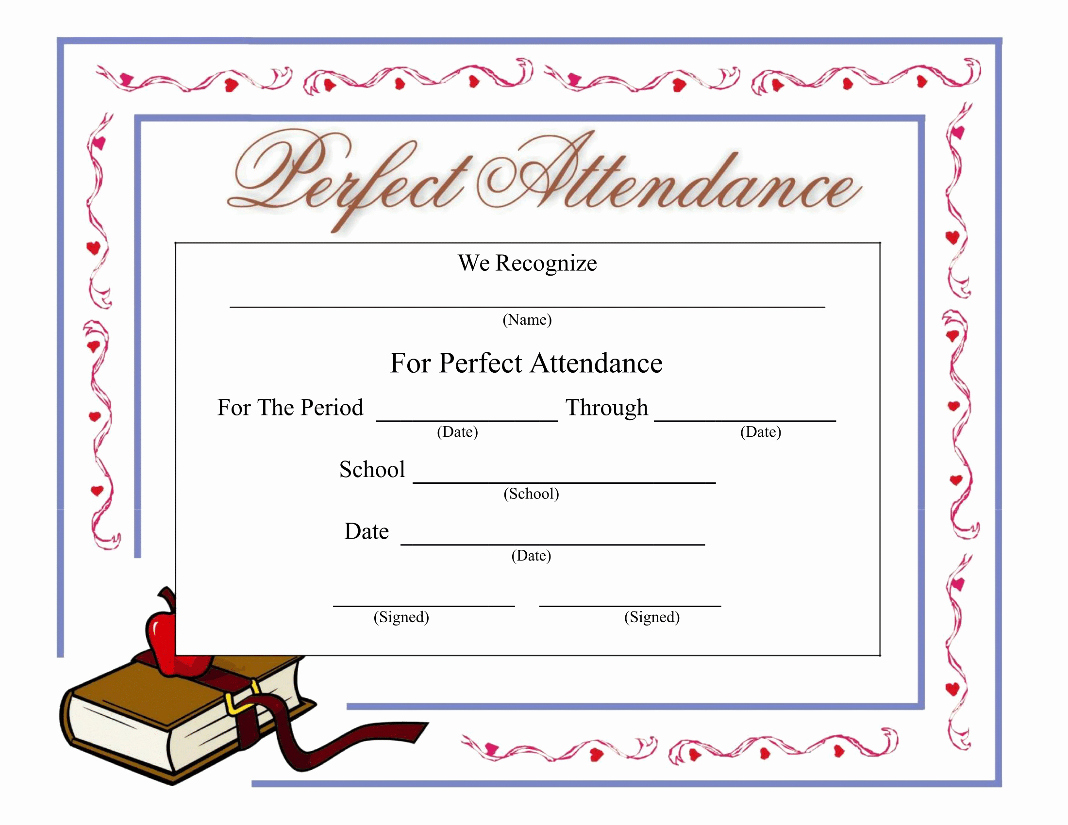 Perfect Attendance Certificate Template | Mathosproject with regard to Perfect Attendance Certificate Free Template