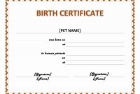 Pet Birth Certificate for Editable Birth Certificate Template