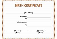 Pet Birth Certificate Pertaining To Free Adoption Certificate with Pet Adoption Certificate Template