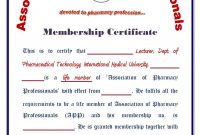 Pharmacy Technician Certificate Template – Certificate Templates within Life Membership Certificate Templates