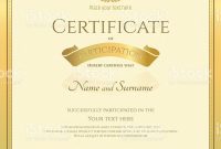 Portrait Certificate Of Participation In Gold Theme With Award in Templates For Certificates Of Participation