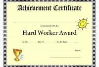 Printable Achievement Certificates Kids | Hard Worker Achievement intended for Free Printable Certificate Of Achievement Template