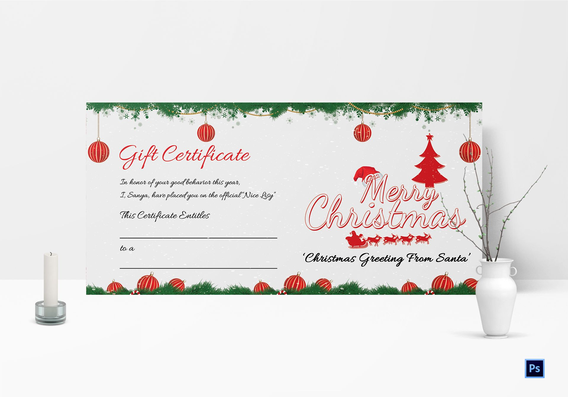 Printable Merry Christmas Gift Certificate regarding Merry Christmas Gift Certificate Templates