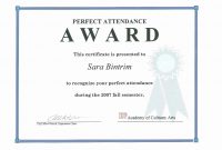 Printable Perfect Attendance Certificate Template And Template throughout Perfect Attendance Certificate Template