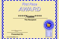 Printable Winner Certificate Templates – D-Templates with First Place Award Certificate Template