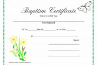 Sample Baptism Certificate Templates | Sample Certificate with Christian Baptism Certificate Template