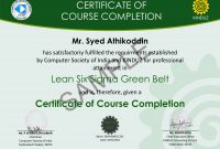 Sample Certificates – Lean Six Sigma India for Green Belt Certificate Template
