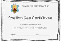 Spelling Bee Certificates | Pta | Bee Certificate, Spelling Bee for Spelling Bee Award Certificate Template